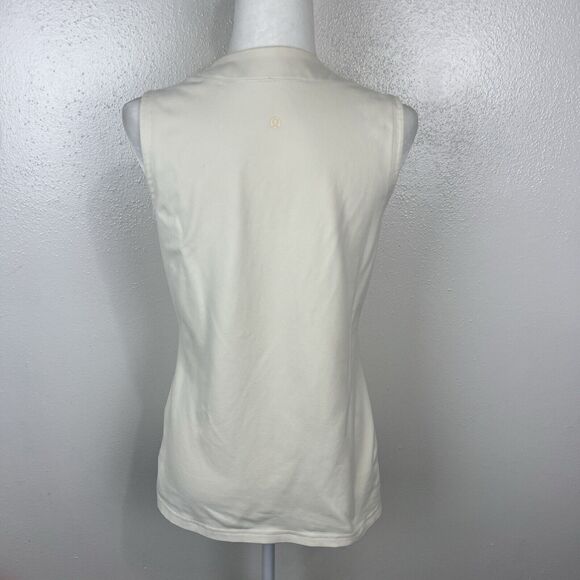 Lululemon Tank Top Women Large Cream V-Neck Wide Strap Activewear Athletic - Picture 4 of 11
